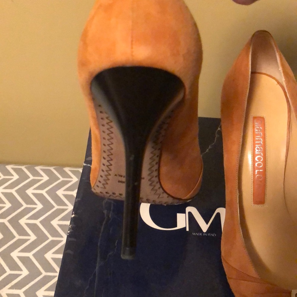 NWT GIANMARCO LORENZI RUST SUEDE HEELS SIZE 7 - Picture 7 of 9